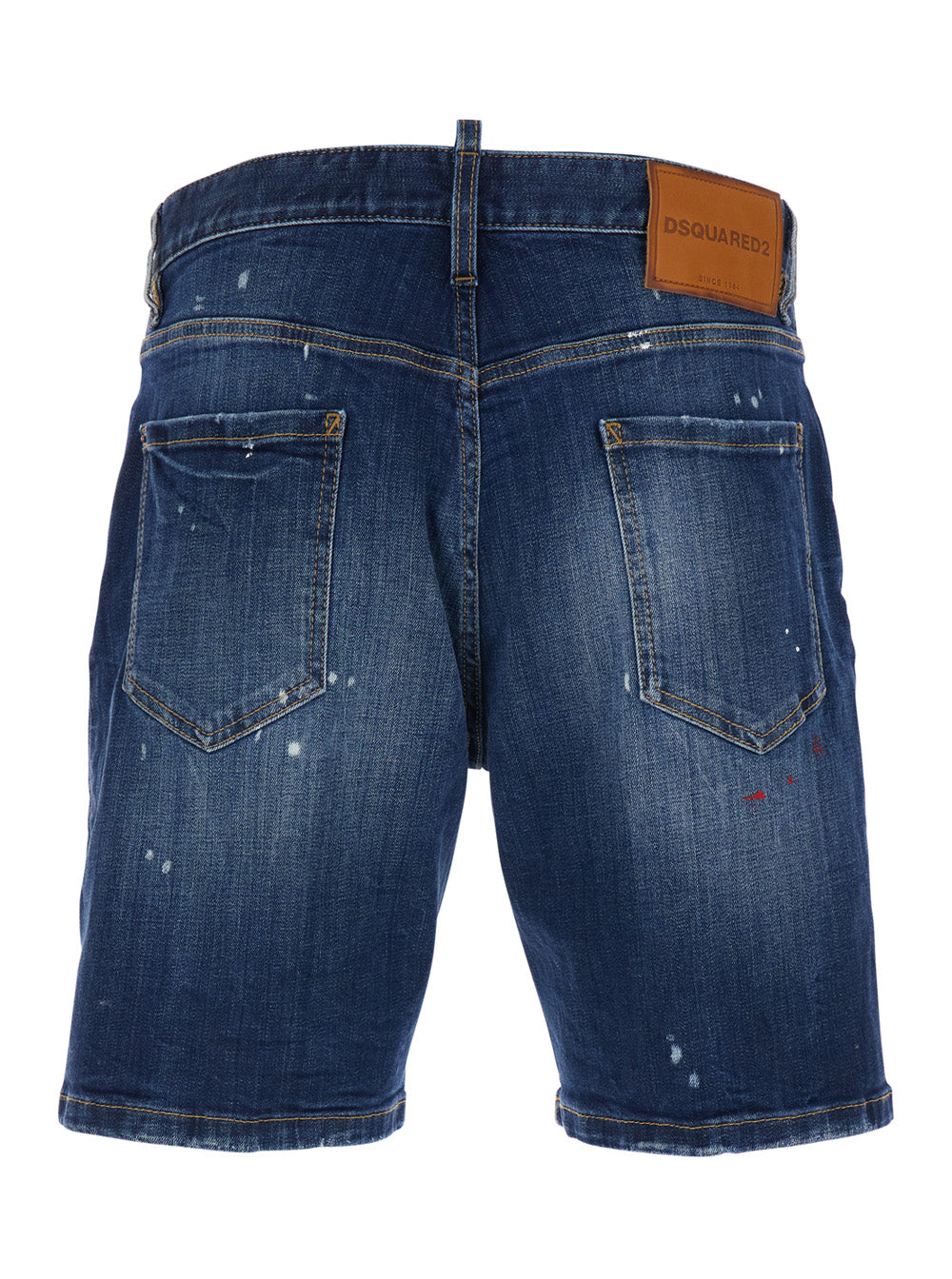 Dsquared2 Men 'Marine' Blue Shorts With Logo Patch On The Back And Ripped Details In Denim Men DSQUARED2