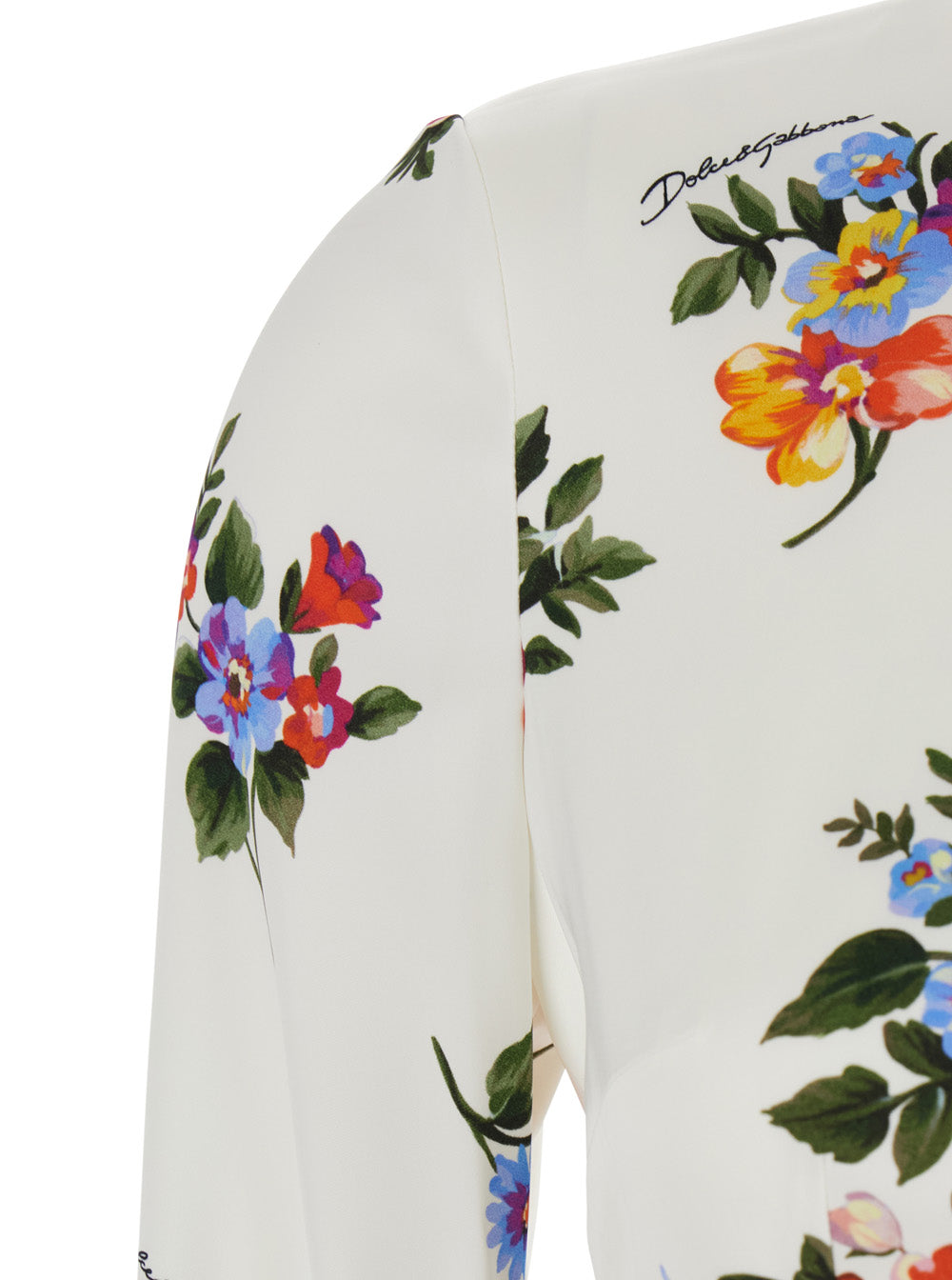 Dolce & Gabbana Women White Midi Dress With All-Over Floral Print In Silk For Women DOLCE & GABBANA