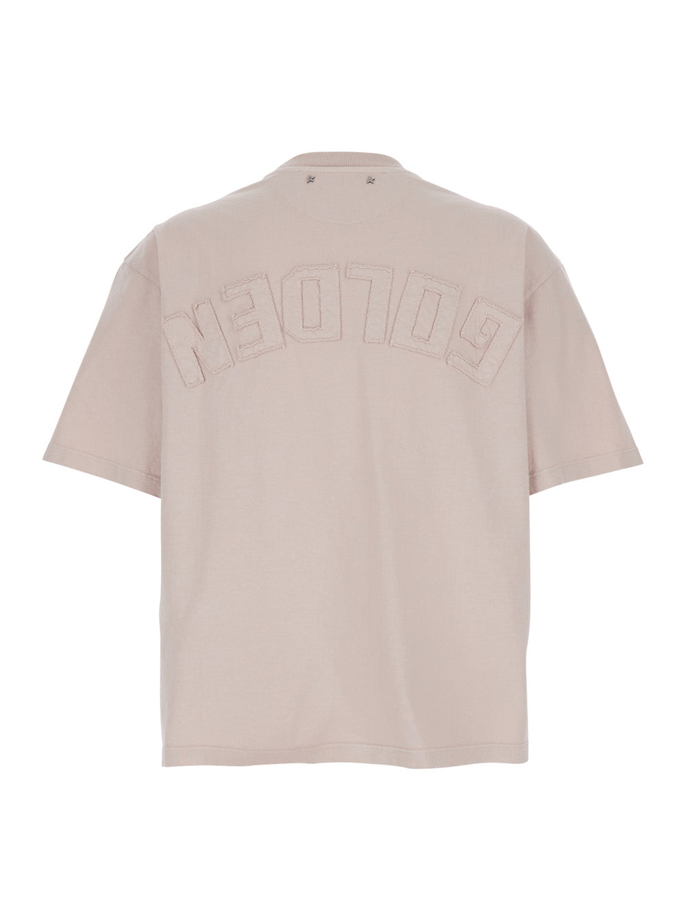 Golden Goose Women Pink Crew Neck T-Shirt With Maxi Logo On The Back In Cotton For Women GOLDEN GOOSE