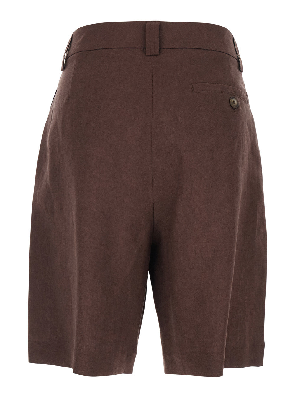 Leplain Women Brown Linen Front Pleated Shorts For Women LEPLAIN
