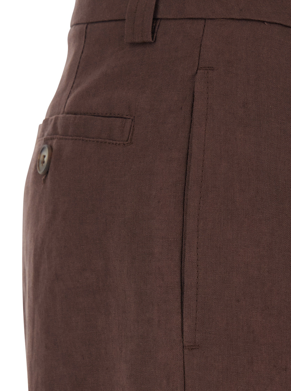Leplain Women Brown Linen Front Pleated Shorts For Women LEPLAIN
