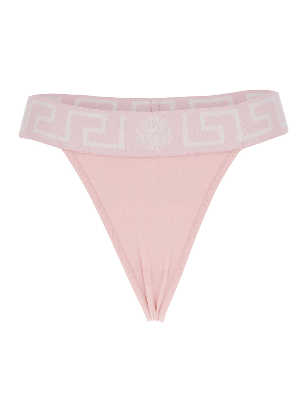 Versace Women Pink Thong With Baroque Logo And Medusa In Cotton Women VERSACE