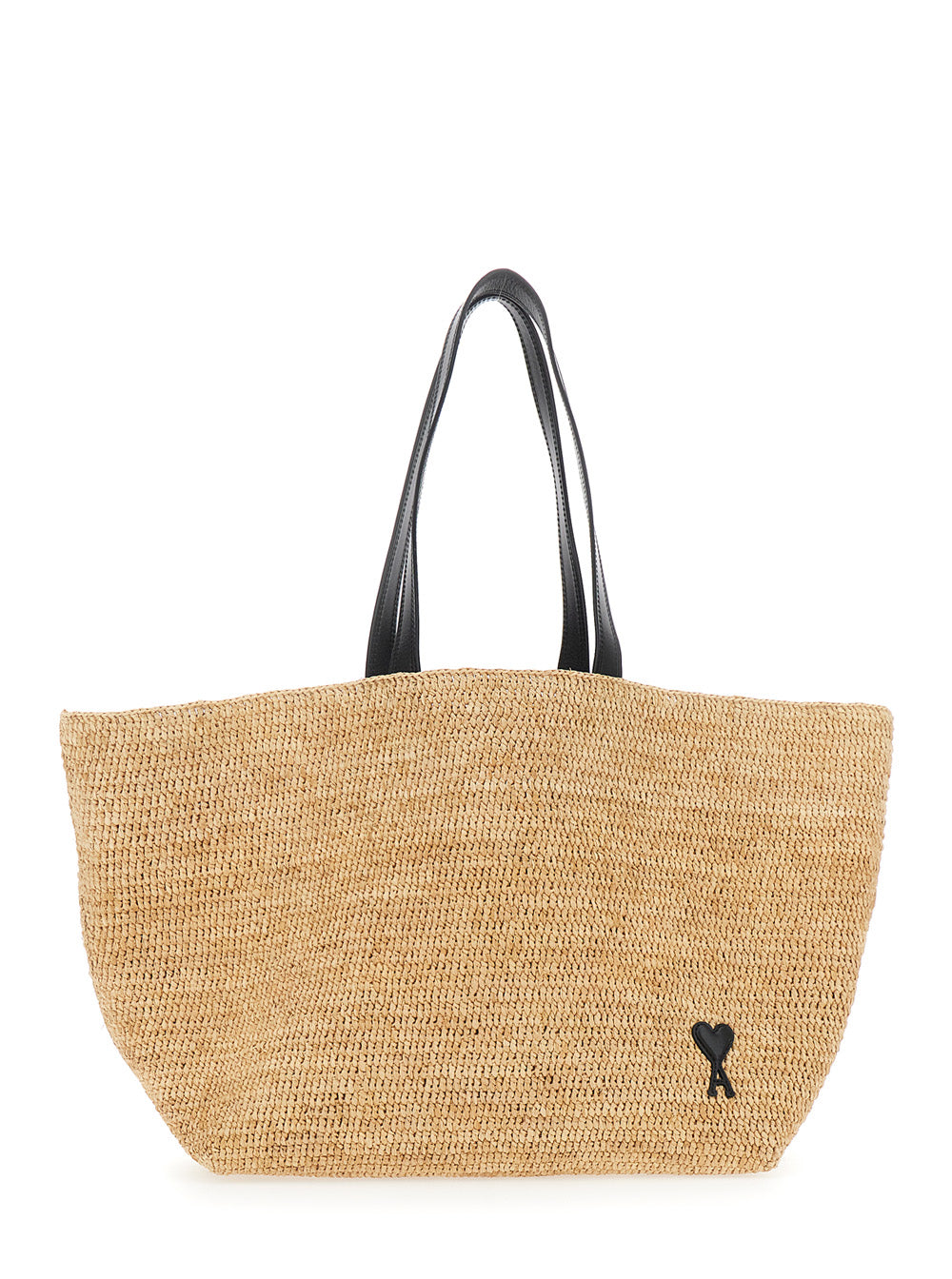 Ami Paris Men Beige Tote Bag With Adc Patch On The Front And Two Top Handles In Raffia Man AMI PARIS