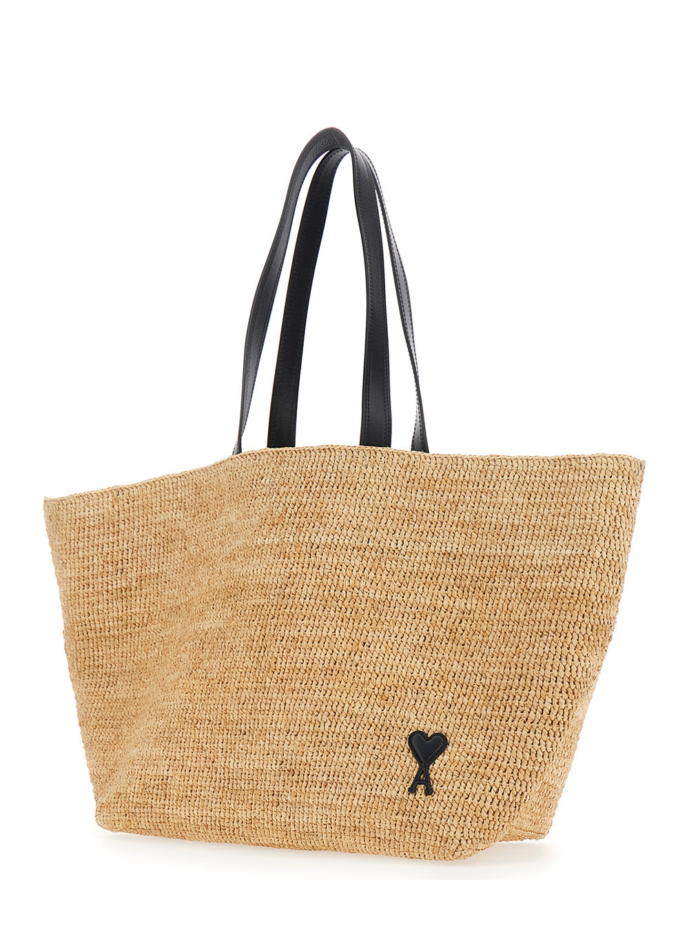 Ami Paris Men Beige Tote Bag With Adc Patch On The Front And Two Top Handles In Raffia Man AMI PARIS