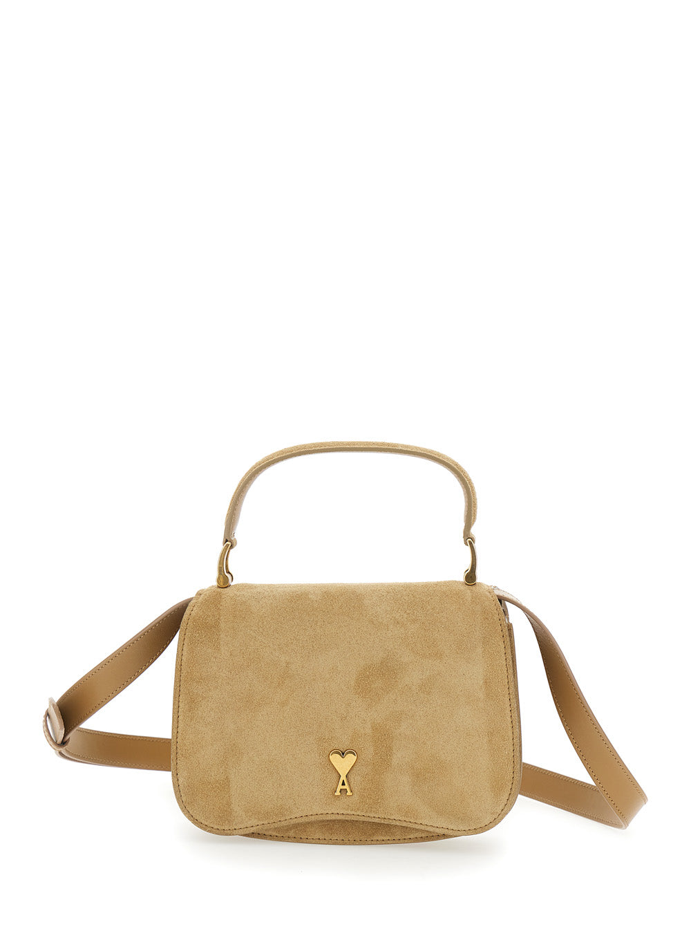 Ami Paris Women 'Paris Paris' Beige Handbag With Adc Patch On The Front And Adjustable And Removable Shoulder Strap In Leather Woman AMI PARIS