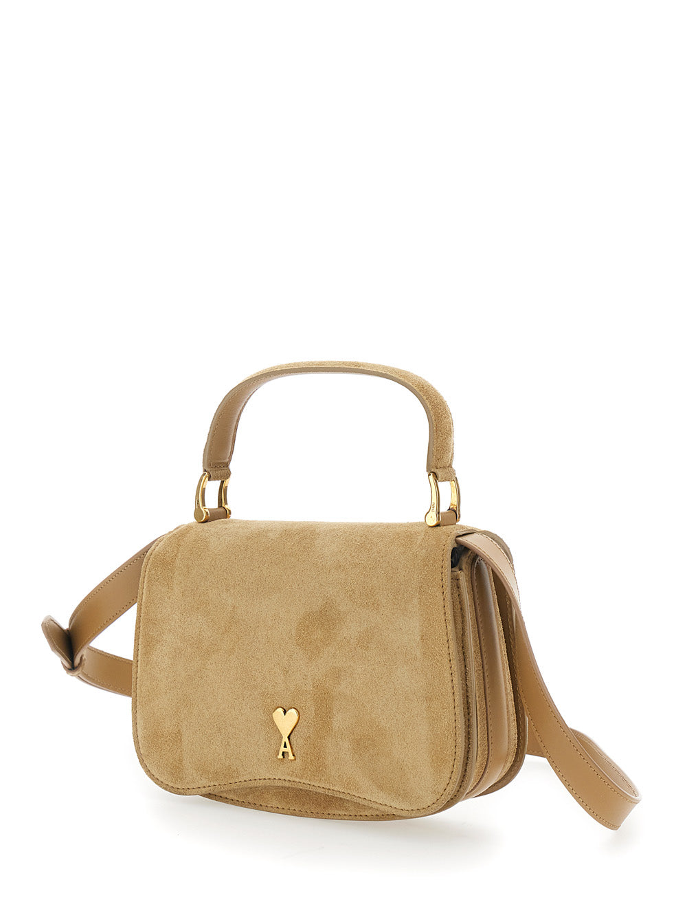 Ami Paris Women 'Paris Paris' Beige Handbag With Adc Patch On The Front And Adjustable And Removable Shoulder Strap In Leather Woman AMI PARIS