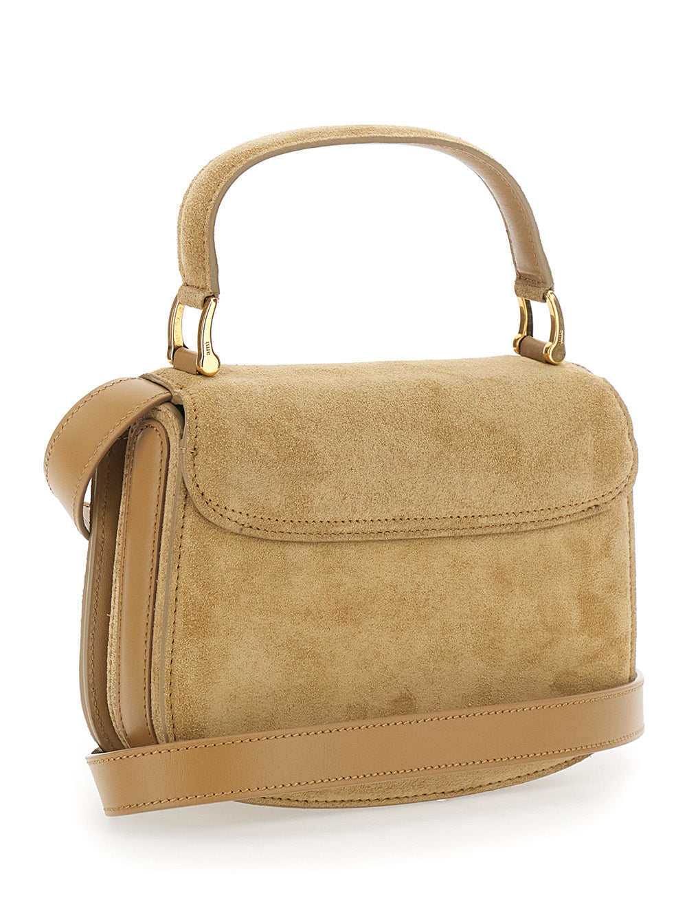 Ami Paris Women 'Paris Paris' Beige Handbag With Adc Patch On The Front And Adjustable And Removable Shoulder Strap In Leather Woman AMI PARIS