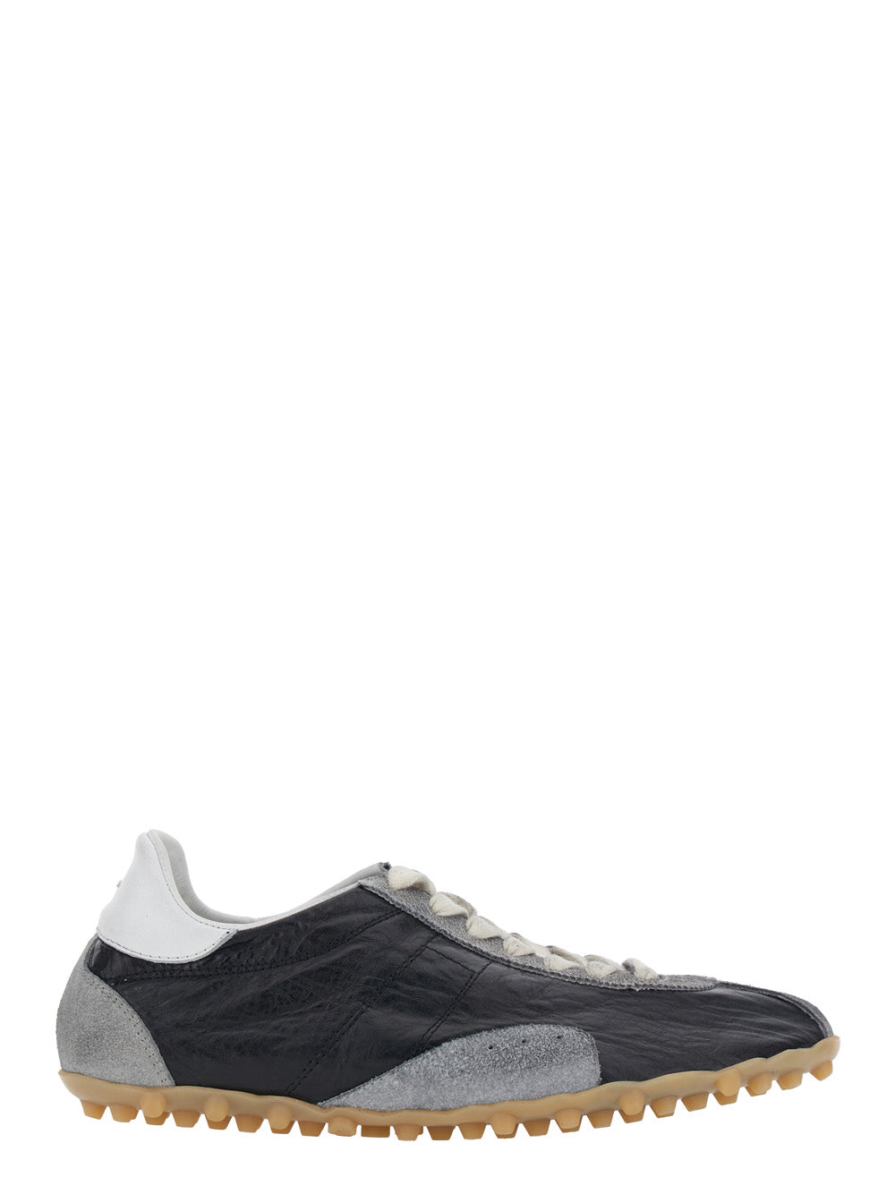 Maison Margiela Women 'Sprinters' Black Sneaker With Insert Design And Serrated Sole In Leather Woman MAISON MARGIELA