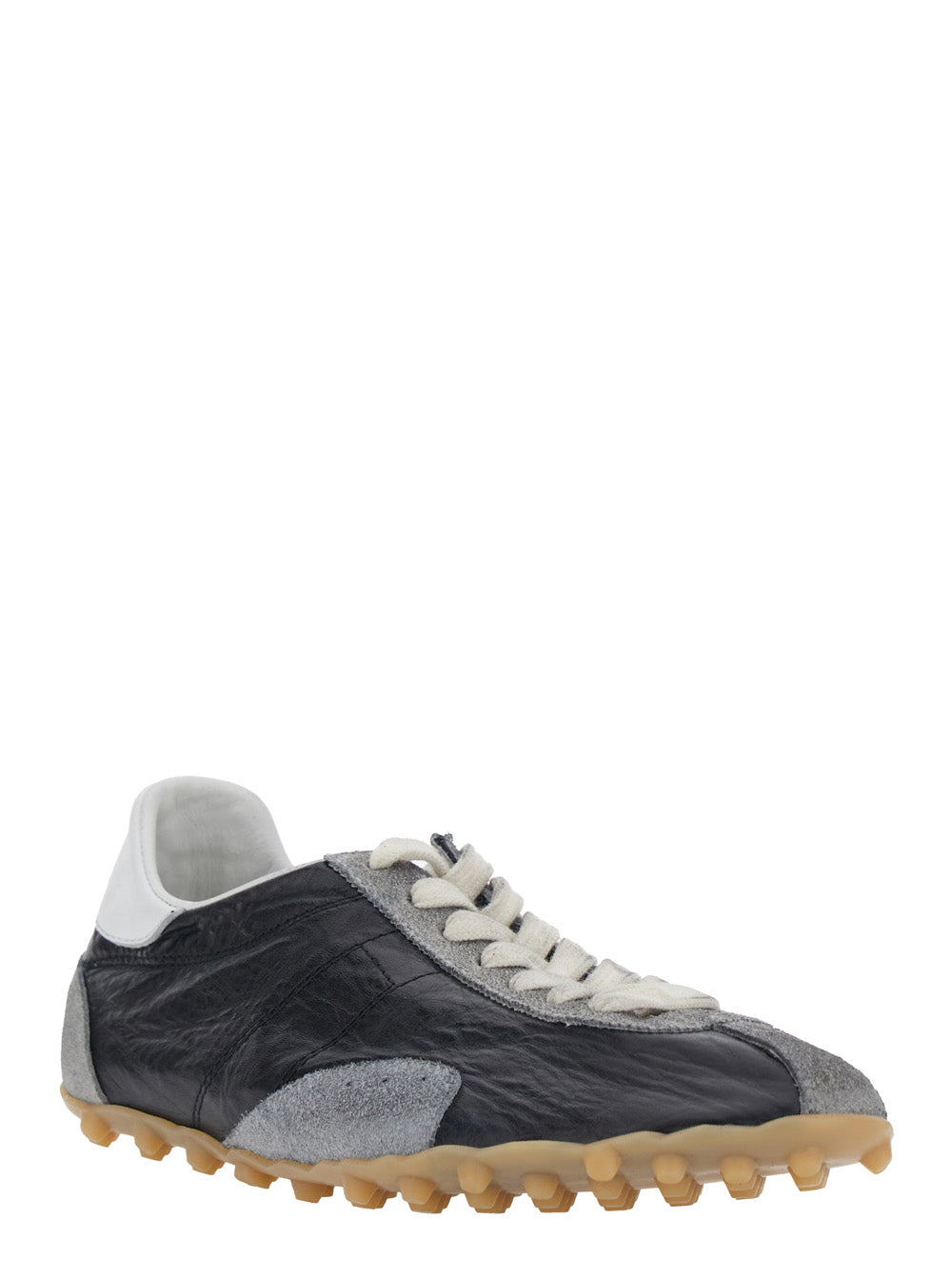 Maison Margiela Women 'Sprinters' Black Sneaker With Insert Design And Serrated Sole In Leather Woman MAISON MARGIELA