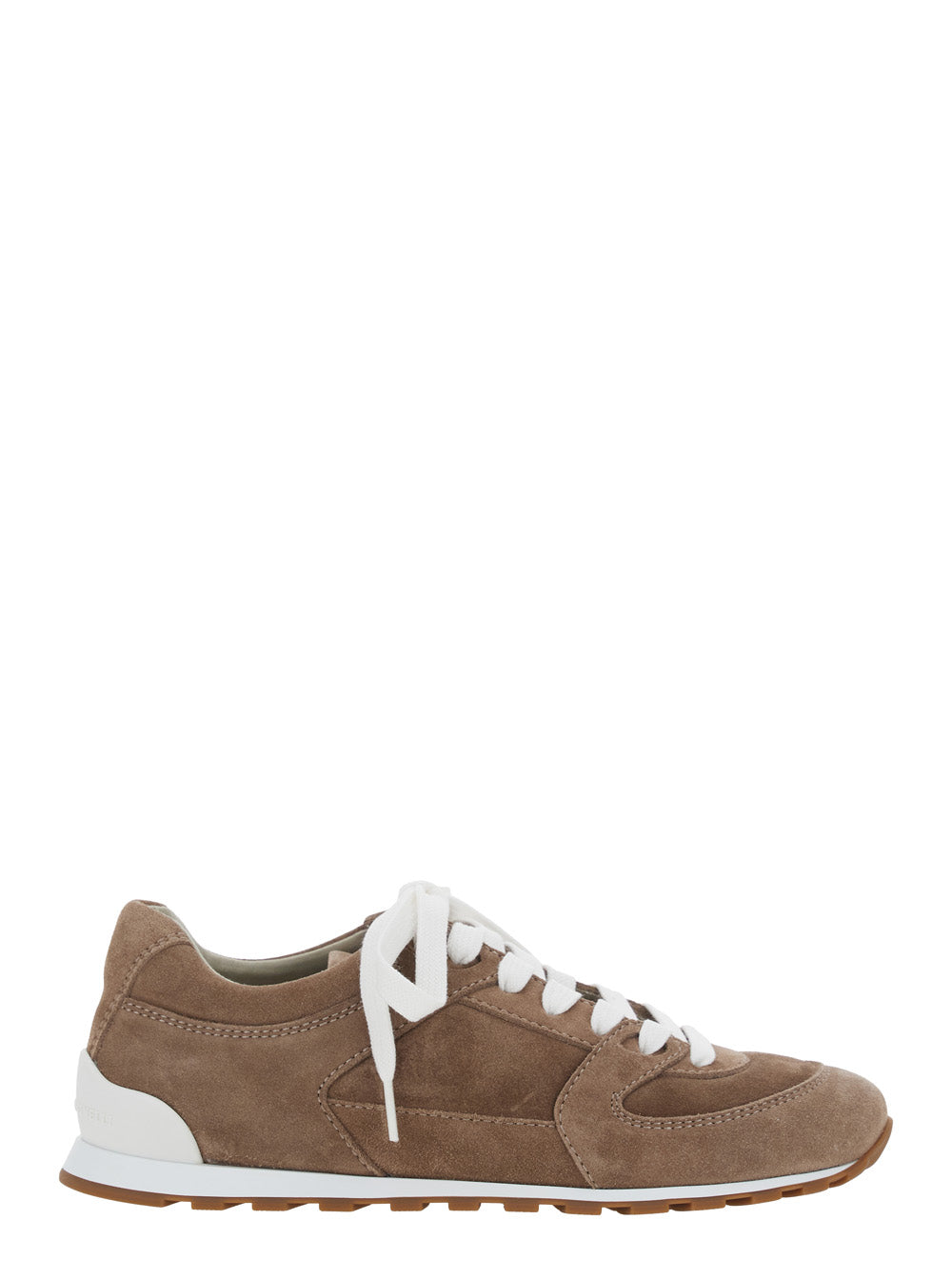 Brunello Cucinelli Women Brown Low Top Sneaker With Suede Inserts Women BRUNELLO CUCINELLI