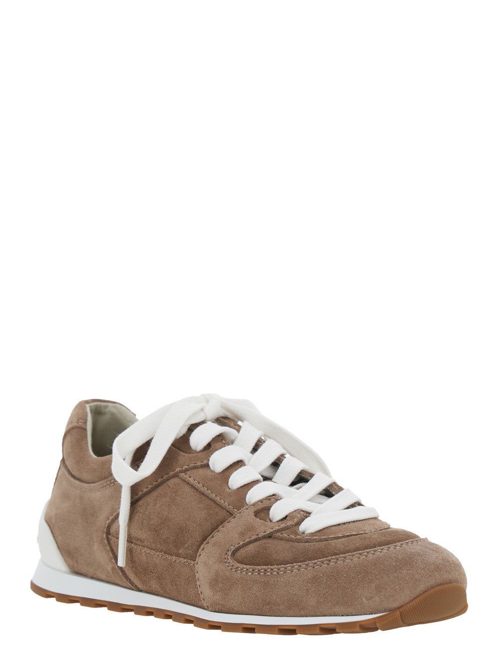 Brunello Cucinelli Women Brown Low Top Sneaker With Suede Inserts Women BRUNELLO CUCINELLI