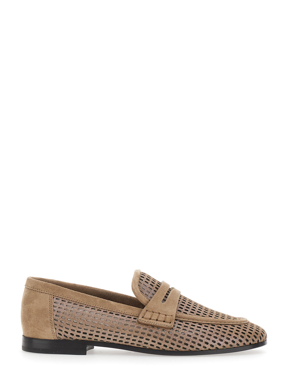 Brunello Cucinelli Women Beige Slip-On Loafers With Perforated Design In Leather For Women BRUNELLO CUCINELLI
