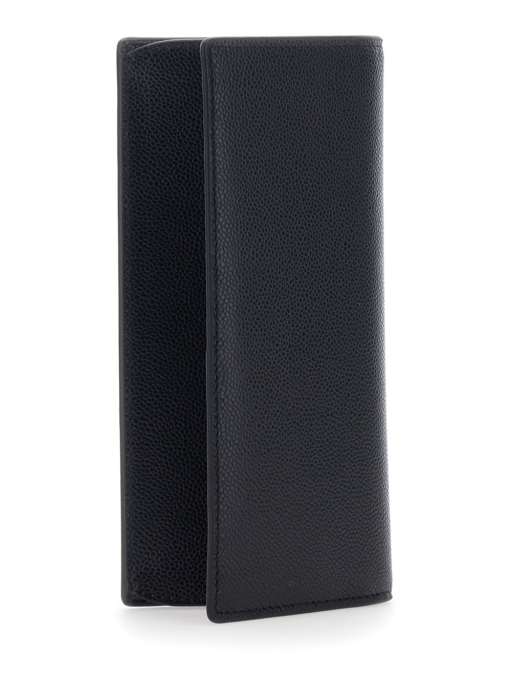 Tod's Men Vertical Wallet 'Tod's' With Logo Plate On The Front In Black Hammered Leather For Men TOD'S