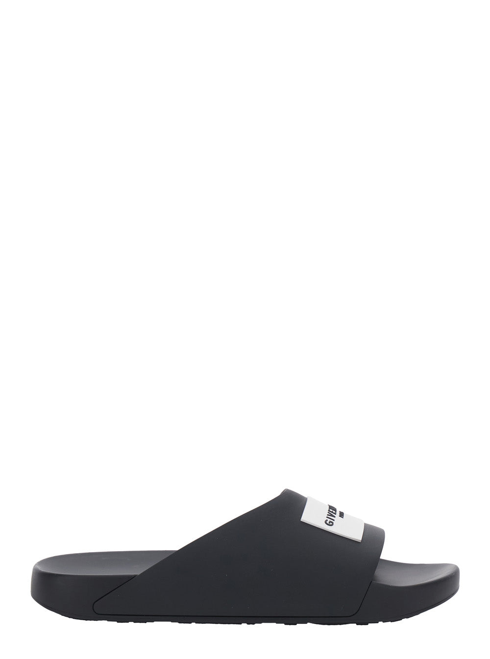 Givenchy Men Black Sandals With Wide Band And Contrasting Logo Patch In Rubber Man GIVENCHY