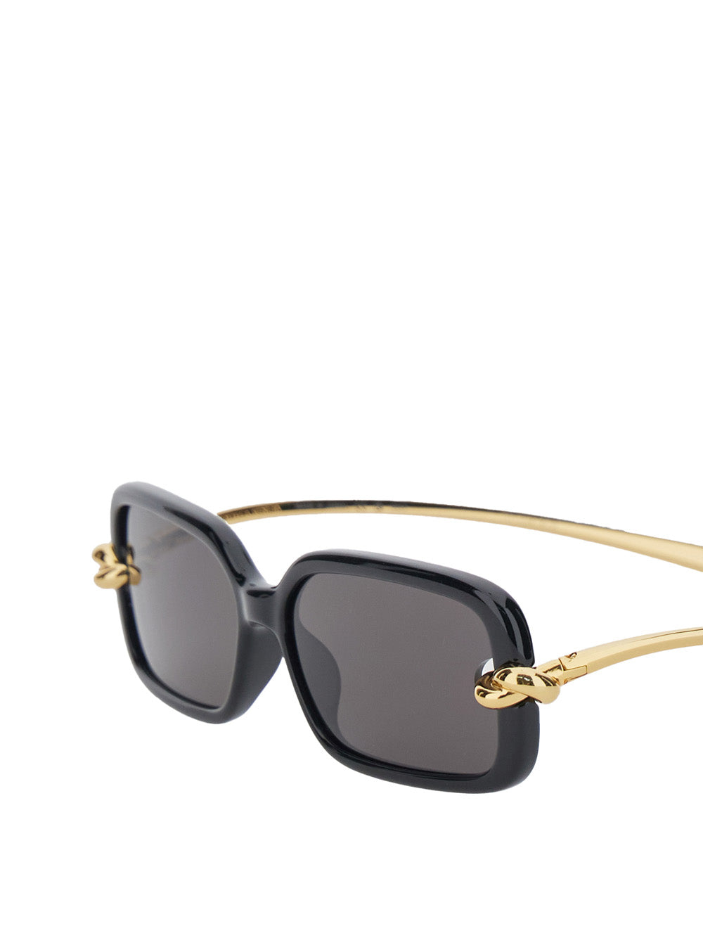 Bottega Veneta Women Black Sunglasses With Rectangular Design And Knot Detail In Metal Woman BOTTEGA VENETA