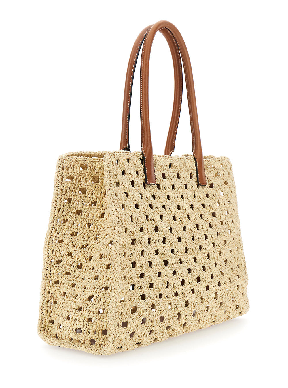 Versace Women 'La Medusa' Beige Tote Bag With Medusa Logo Plate And Removable Logo Pendant In Raffia For Women VERSACE