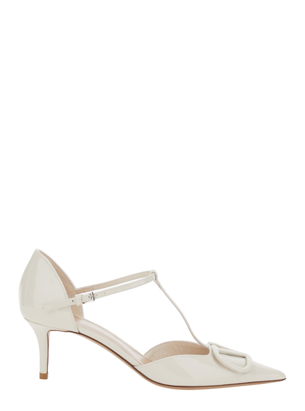 Valentino Garavani Women 'D'orsay' White Pumps With Medium Heel And Vlogo Detail On The Front In Leather Woman VALENTINO GARAVANI