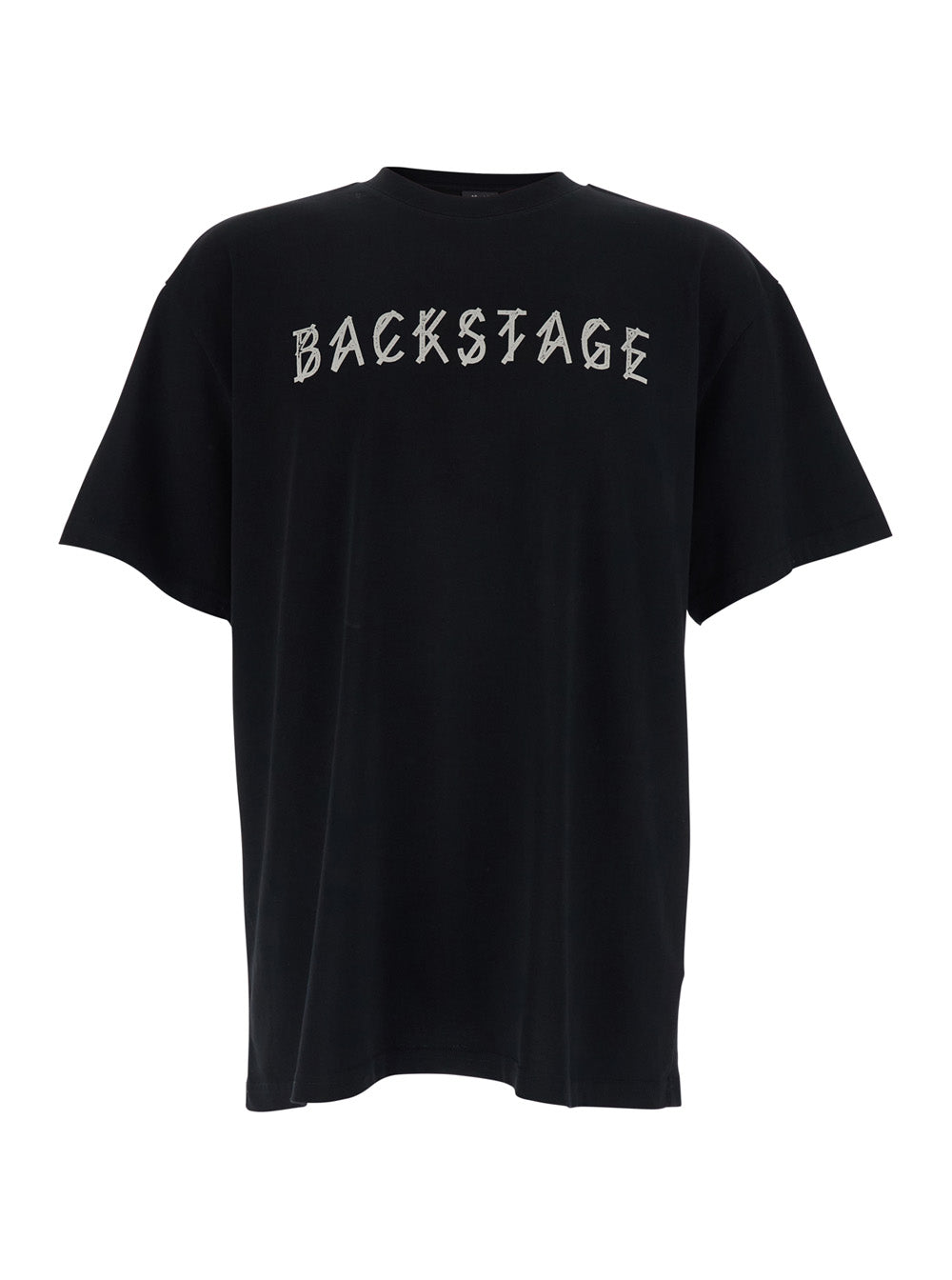 44 Label Group Men Black Crew Neck T-Shirt With Maxi Logo On Front And Back In Cotton For Men 44 LABEL GROUP