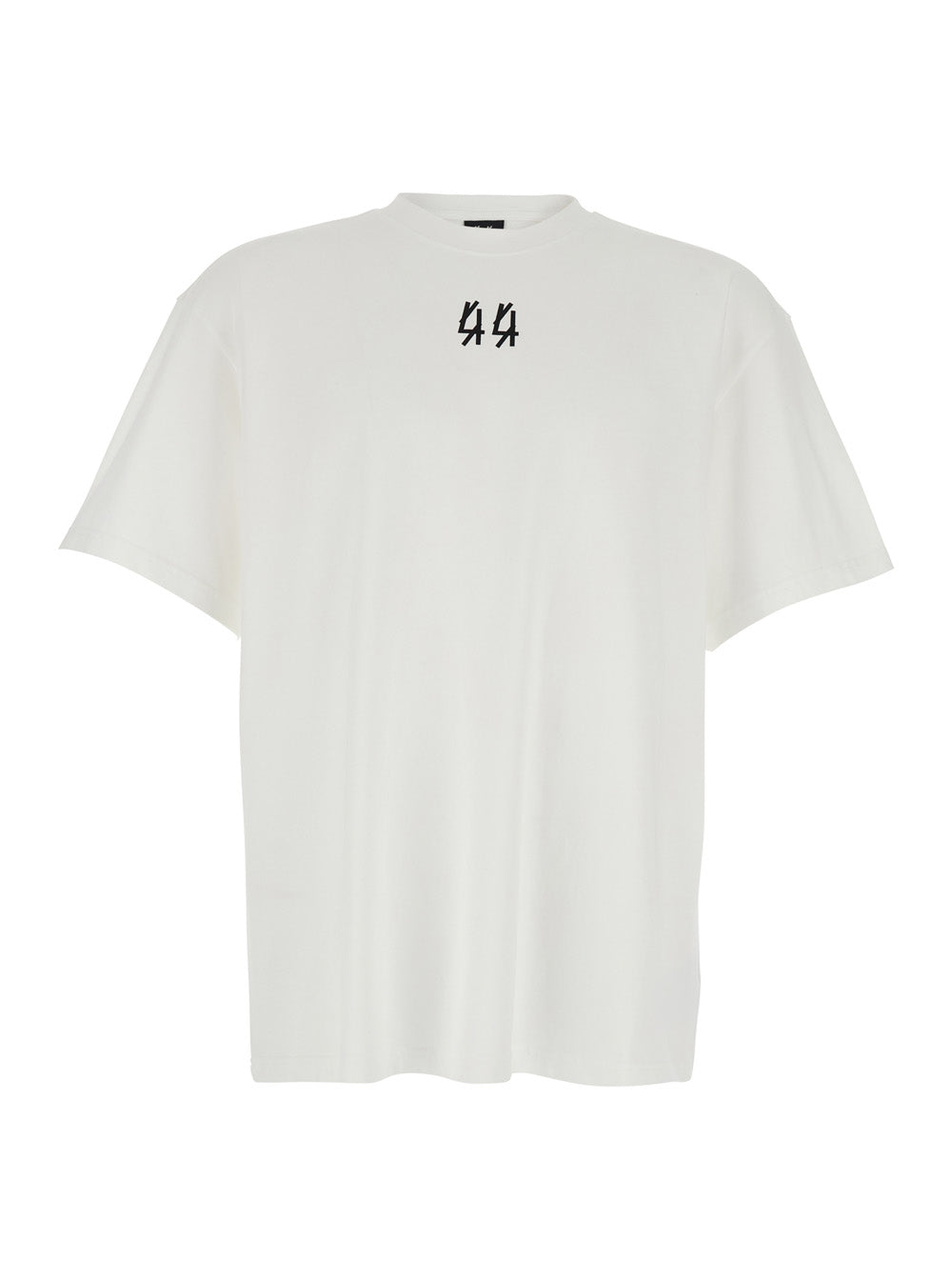 44 Label Group Men White Crew Neck T-Shirt With Logo On The Front And Maxi Logo On The Back In Cotton Man 44 LABEL GROUP