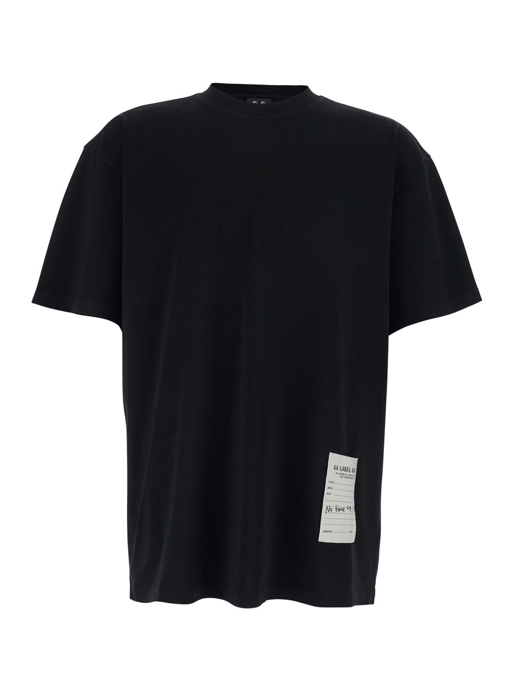 44 Label Group Men Black Crew Neck T-Shirt With Logo On Front And Back In Cotton For Men 44 LABEL GROUP