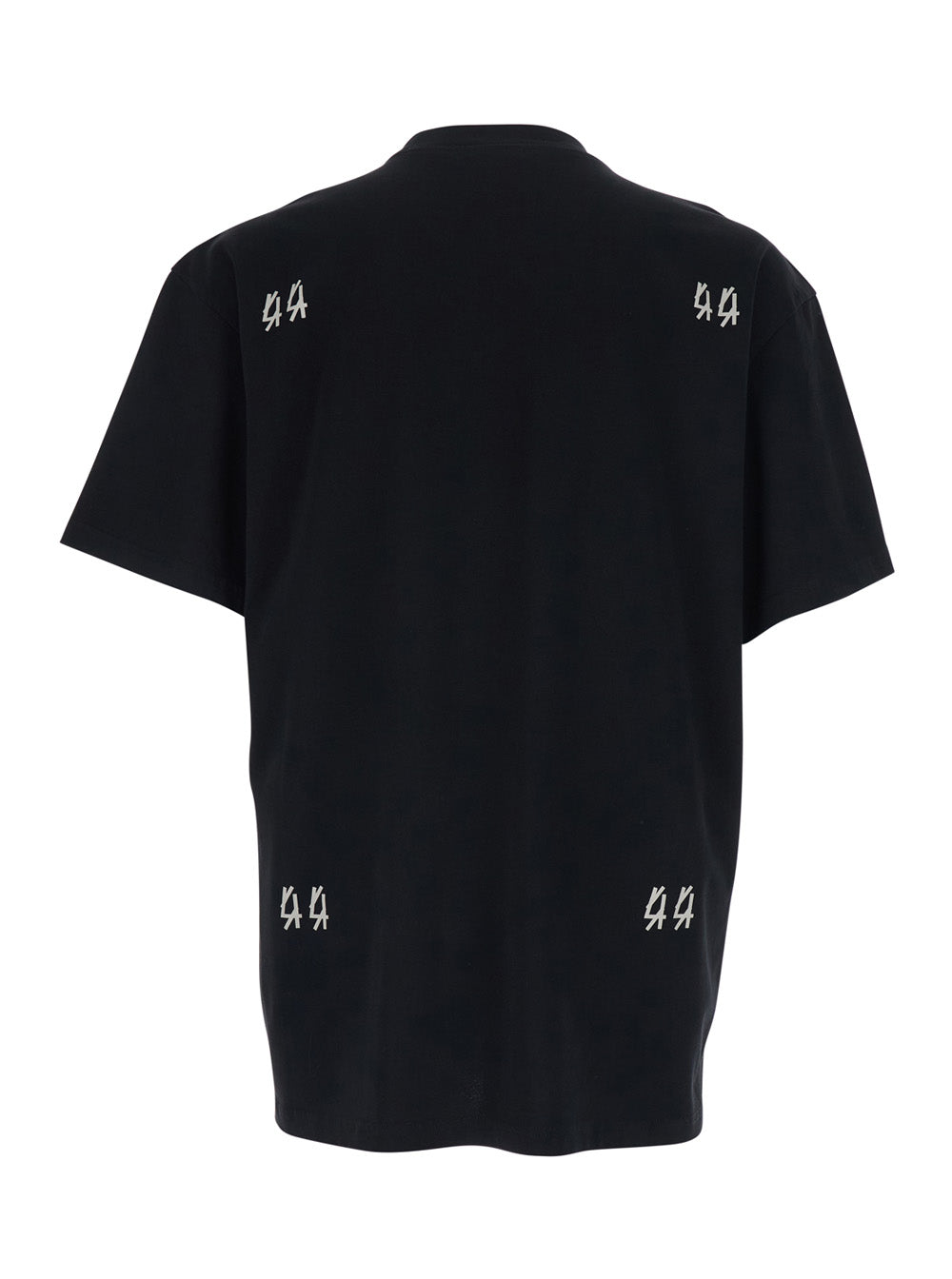 44 Label Group Men Black Crew Neck T-Shirt With Logo On Front And Back In Cotton For Men 44 LABEL GROUP