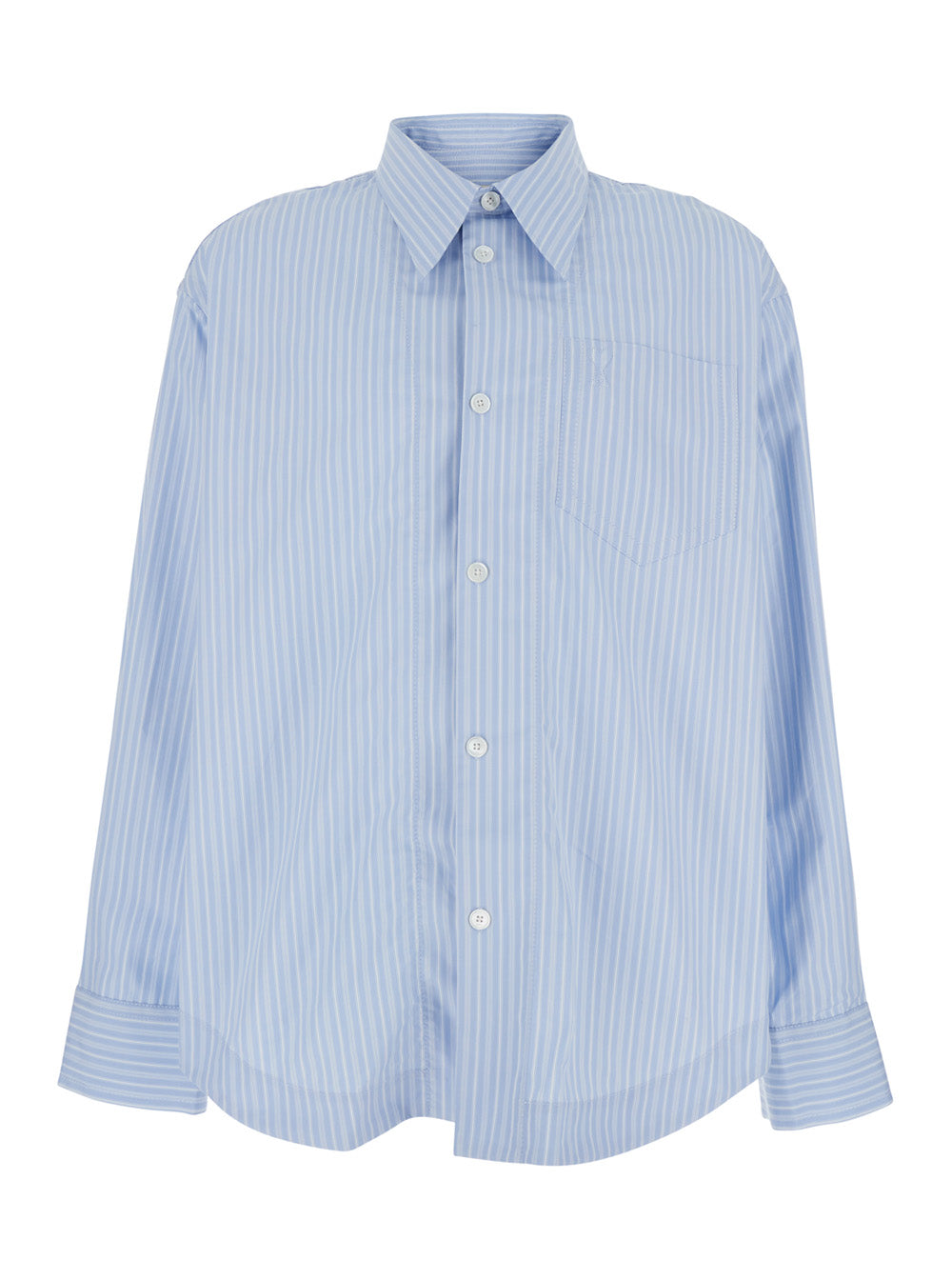 Ami Paris Men Light Blue Long-Sleeved Shirt With Classic Collar And Striped Motif In Cotton Man AMI PARIS