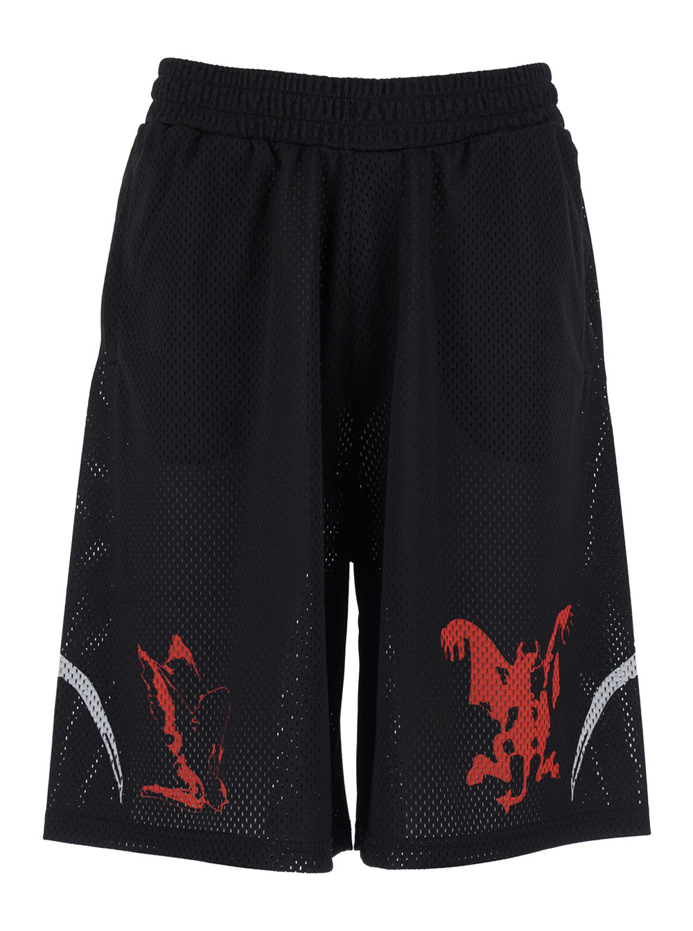44 Label Group Men Black Shorts With Perforated Design And Elasticated Waist In Tech Fabric For Men 44 LABEL GROUP