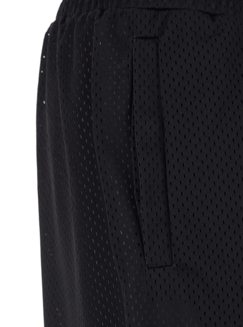 44 Label Group Men Black Shorts With Perforated Design And Elasticated Waist In Tech Fabric For Men 44 LABEL GROUP