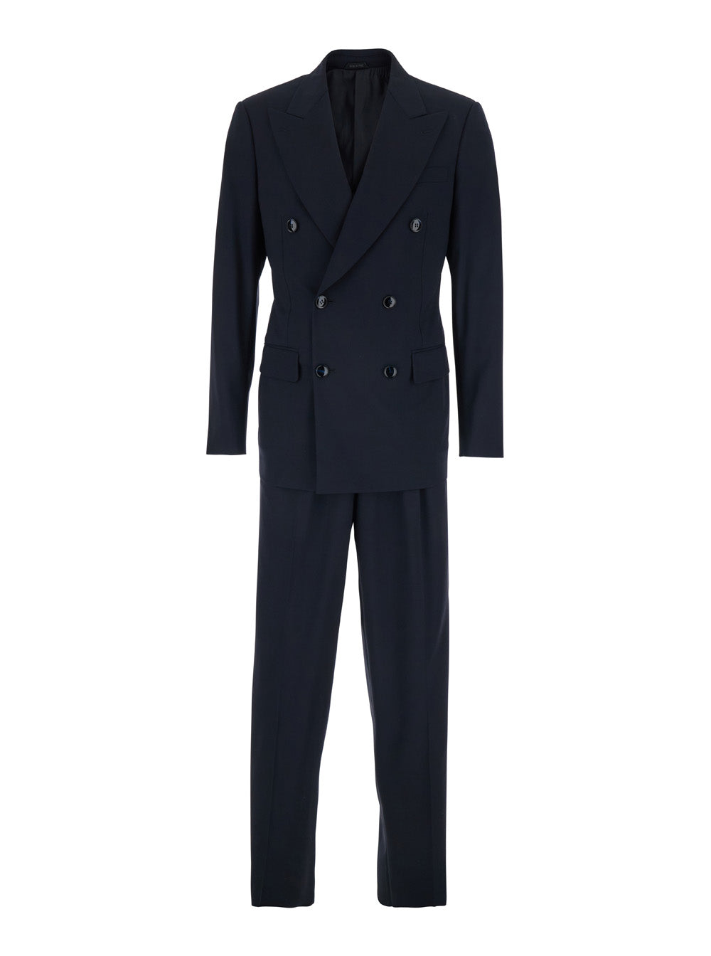 Giorgio Armani Men Blue Double-Breasted Suit With Peak Revers And Two Pockets On The Front In Wool Man GIORGIO ARMANI