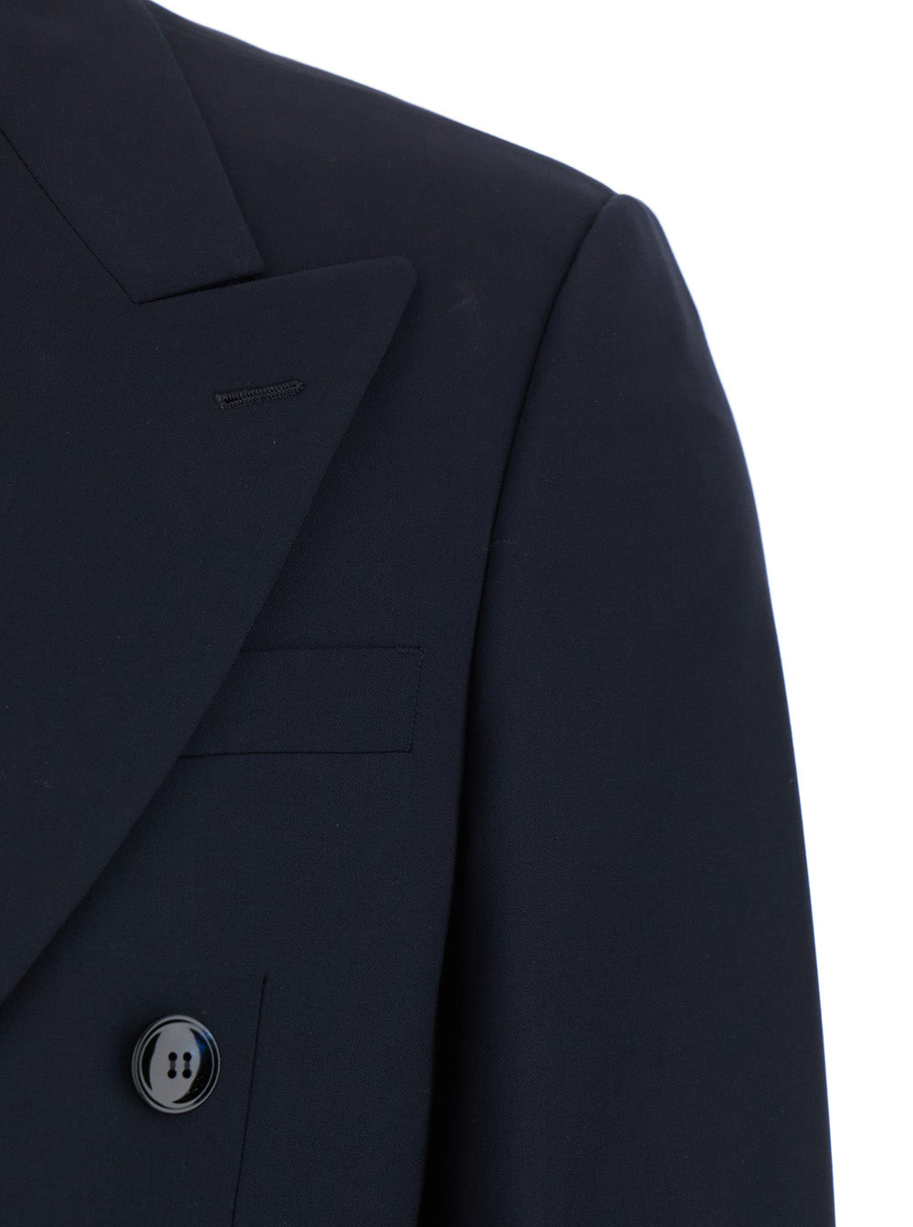 Giorgio Armani Men Blue Double-Breasted Suit With Peak Revers And Two Pockets On The Front In Wool Man GIORGIO ARMANI
