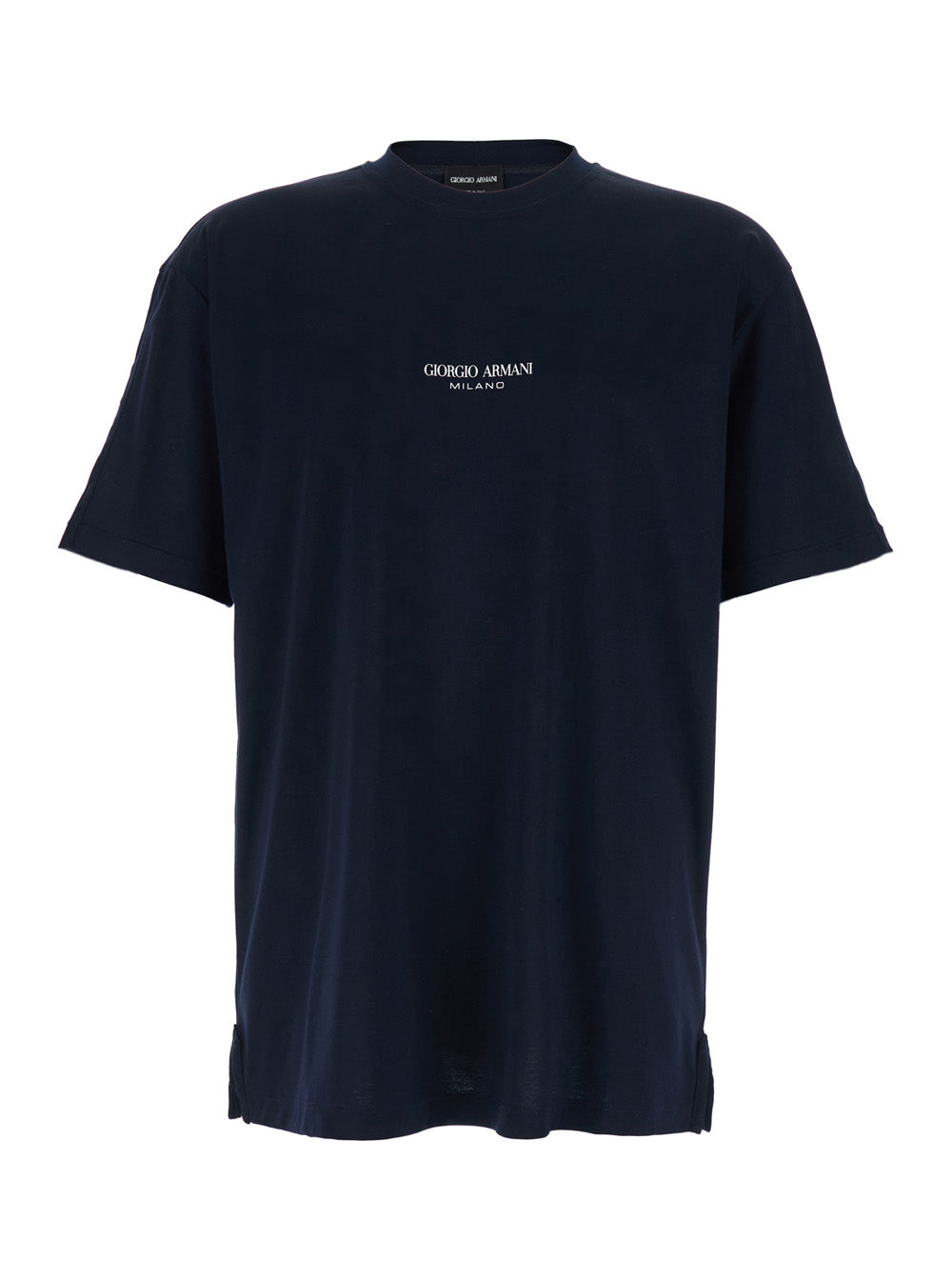 Giorgio Armani Men Blue T-Shirt With Raised Collar And Logo On The Front In Cotton Man GIORGIO ARMANI