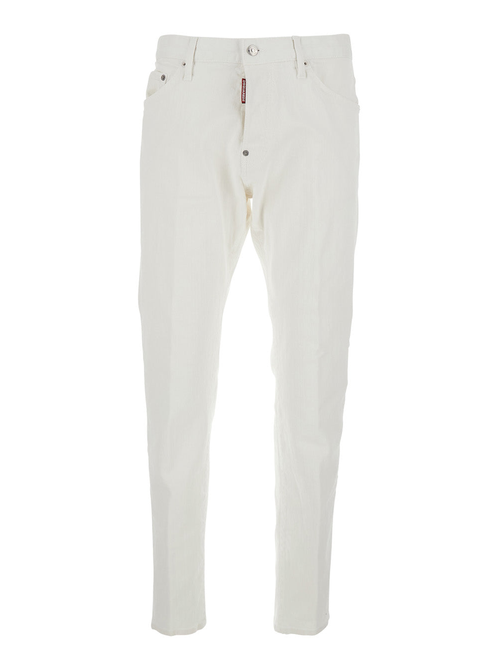 Dsquared2 Men Five-Pocket Jeans With Logo Patch On The Back In White Cotton For Men DSQUARED2