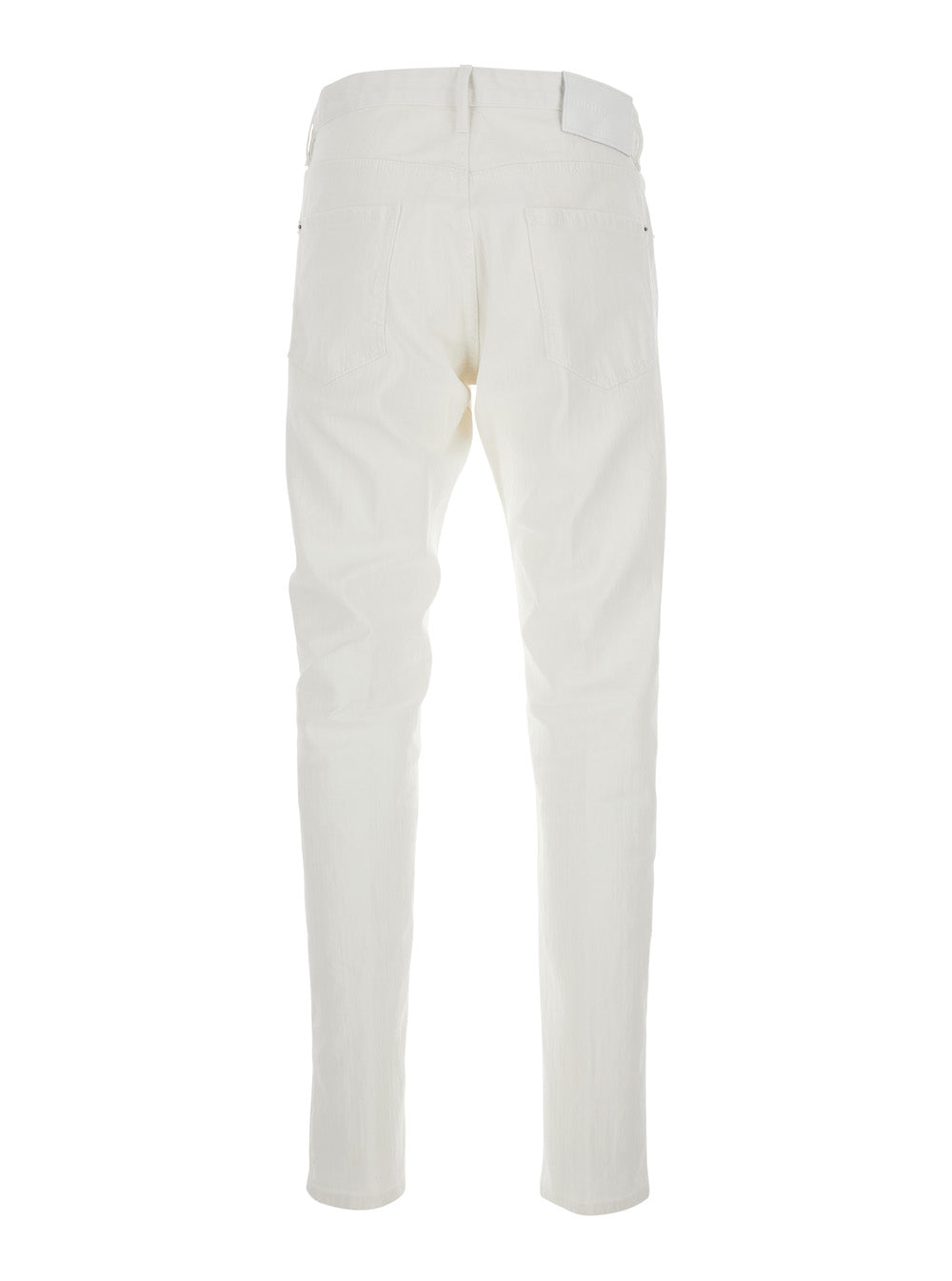 Dsquared2 Men Five-Pocket Jeans With Logo Patch On The Back In White Cotton For Men DSQUARED2