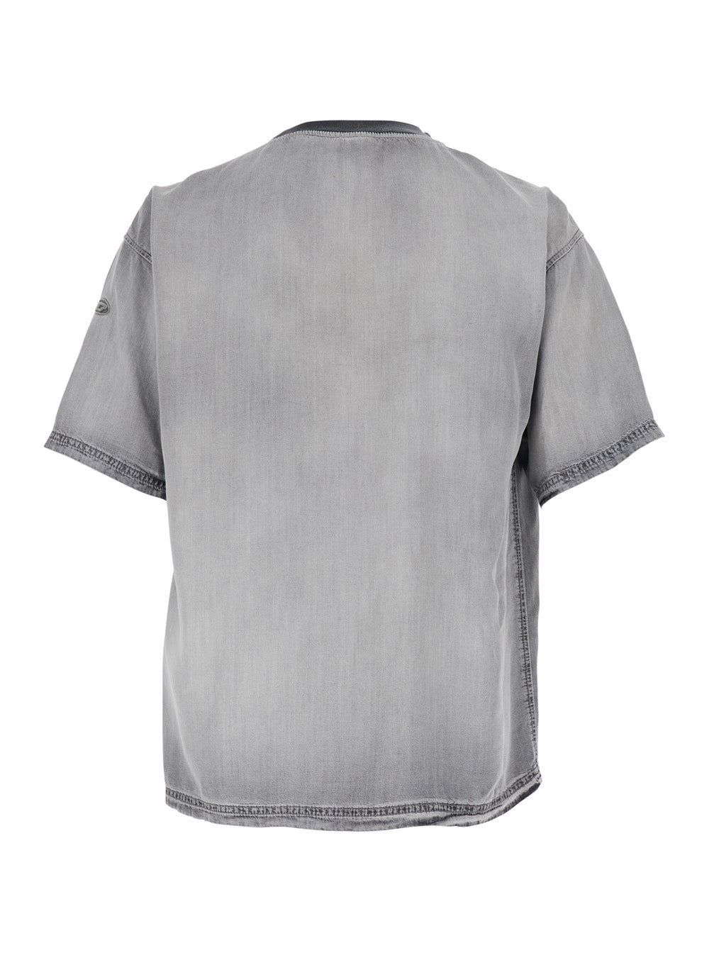 Diesel Men Grey Crew-Neck T-Shirt With Faded Effect In Tech Fabric Man DIESEL