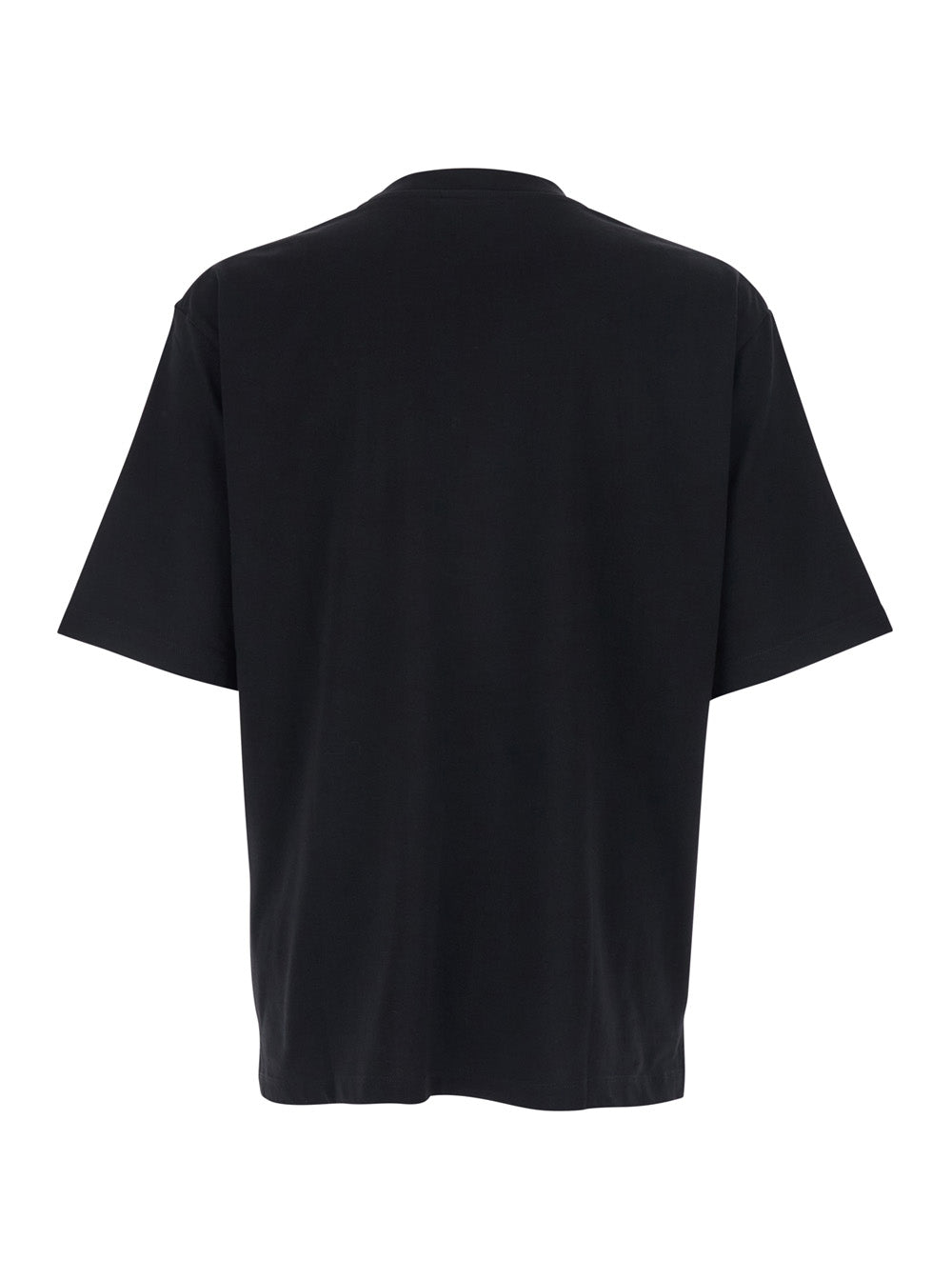 Dsquared2 Men Black Crew Neck T-Shirt With Raised Collar And Logo On The Front In Cotton Man DSQUARED2