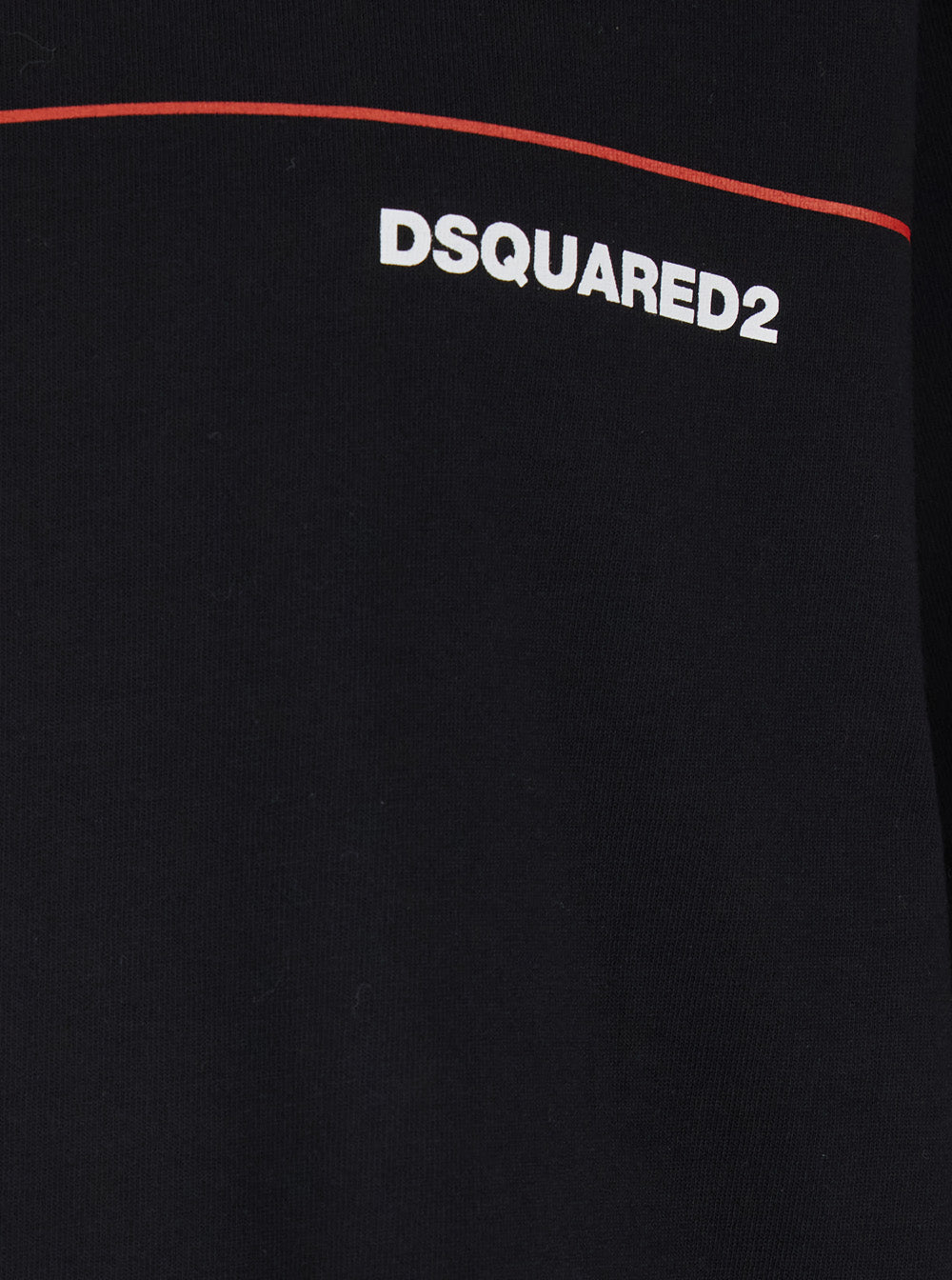 Dsquared2 Men Black Crew Neck T-Shirt With Raised Collar And Logo On The Front In Cotton Man DSQUARED2