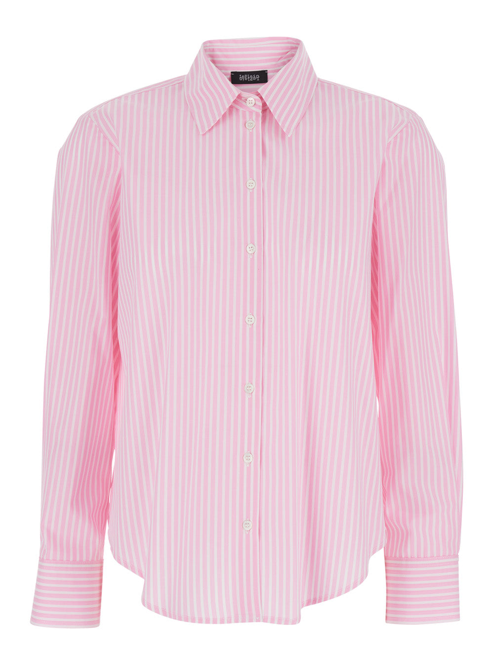 Leplain Women Pink Shirt With Classic Collar And Striped Motif In Cotton Woman LEPLAIN