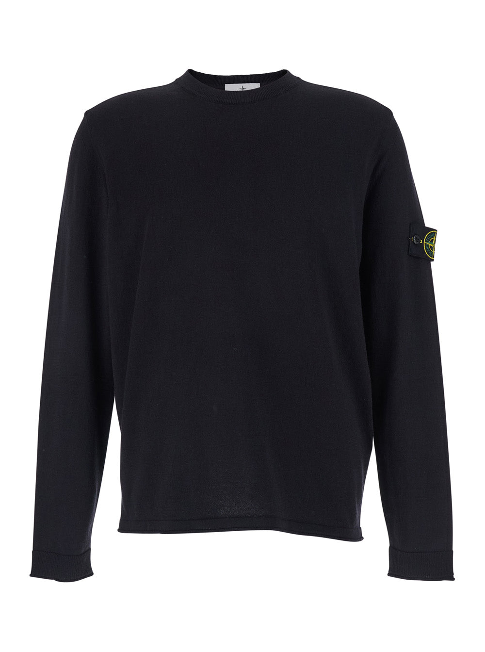 Stone Island Men Blue Crewneck Sweater With Logo Patch On The Sleeve In Cotton For Men STONE ISLAND