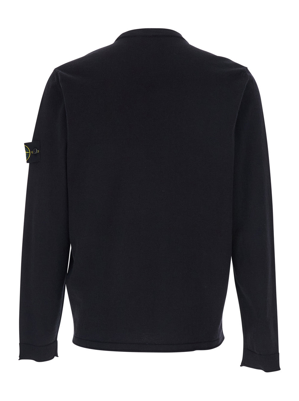 Stone Island Men Blue Crewneck Sweater With Logo Patch On The Sleeve In Cotton For Men STONE ISLAND