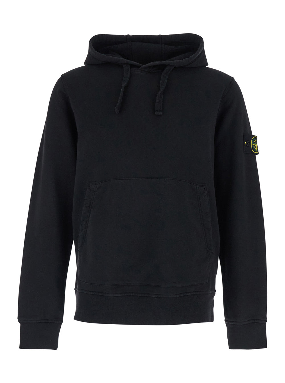 Stone Island Men Black Hoodie With Drawstring And Front Kangaroo Pocket In Cotton Woman STONE ISLAND