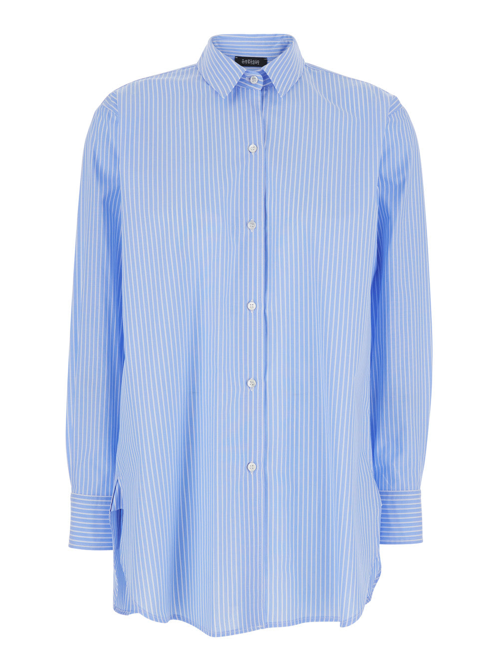 Leplain Women Blue Striped Shirt With Classic Collar For Women LEPLAIN