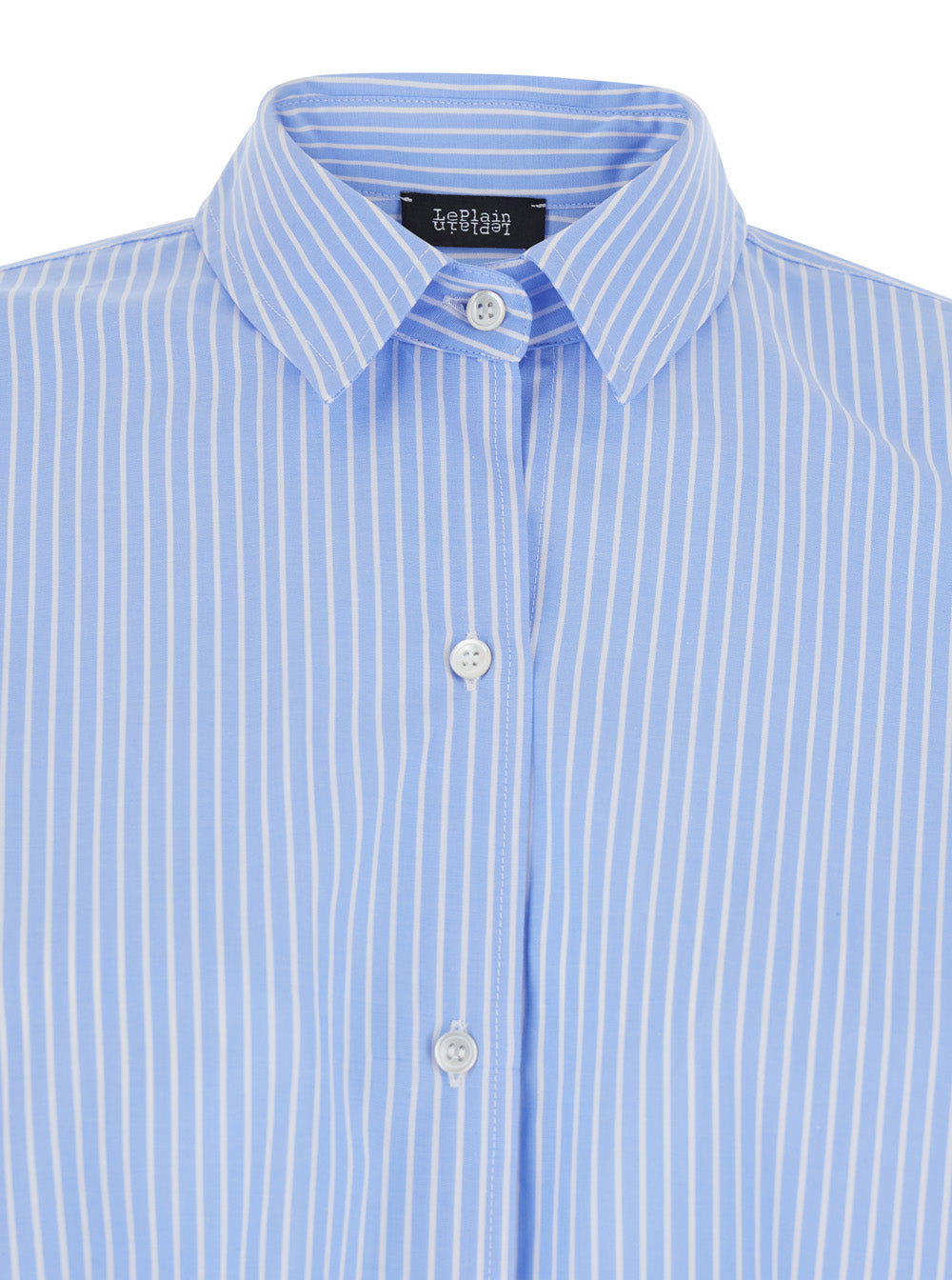 Leplain Women Blue Striped Shirt With Classic Collar For Women LEPLAIN