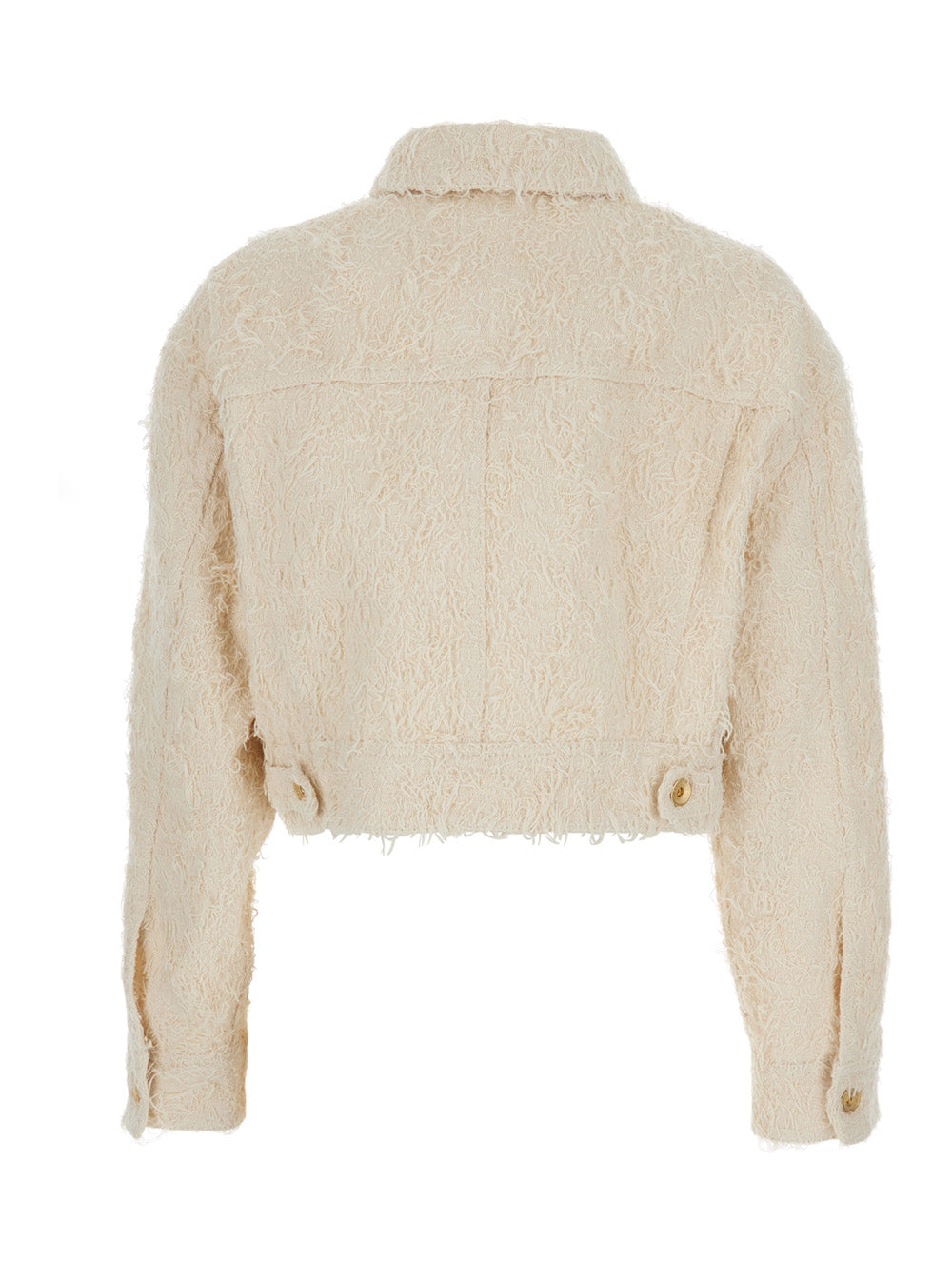 Brunello Cucinelli Women White Jacket With Classic Collar And All-Over Fringed Details In Cotton Woman BRUNELLO CUCINELLI