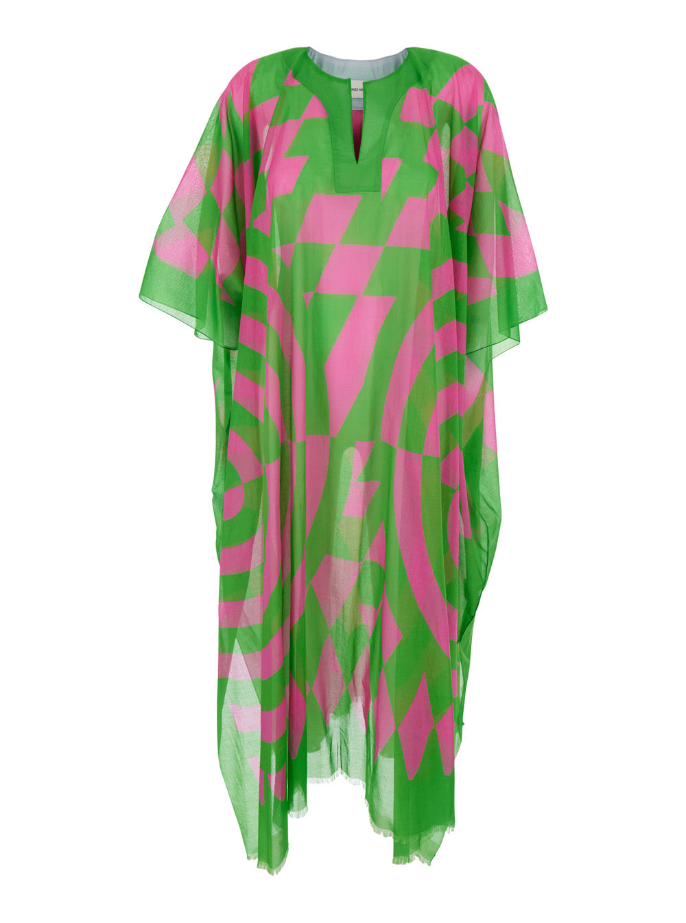 Dries Van Noten Women Multicolor Caftan With V-Neck And All-Over Geometric Motif In Fabric Woman DRIES VAN NOTEN
