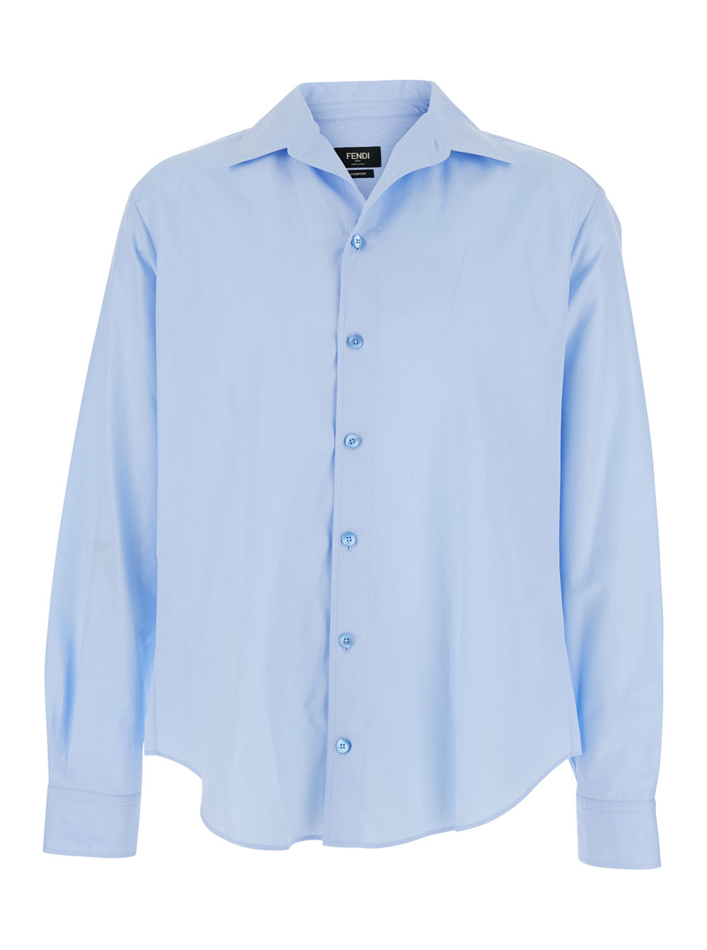 Fendi Men Light Blue Long-Sleeved Shirt In Cotton Man FENDI