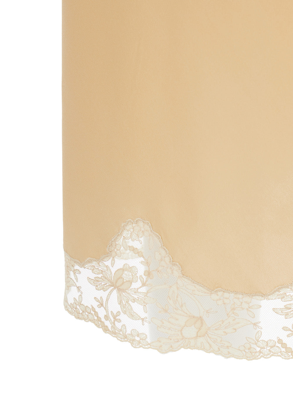 Saint Laurent Women Beige Silk Skirt With Elastic Waist And Lace Hem For Women SAINT LAURENT