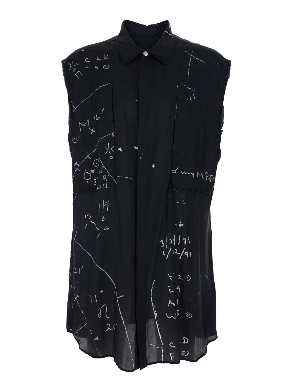 Rick Owens Men Shirt With Classic Collar And All-Over Print In Black Viscose Blend For Men RICK OWENS