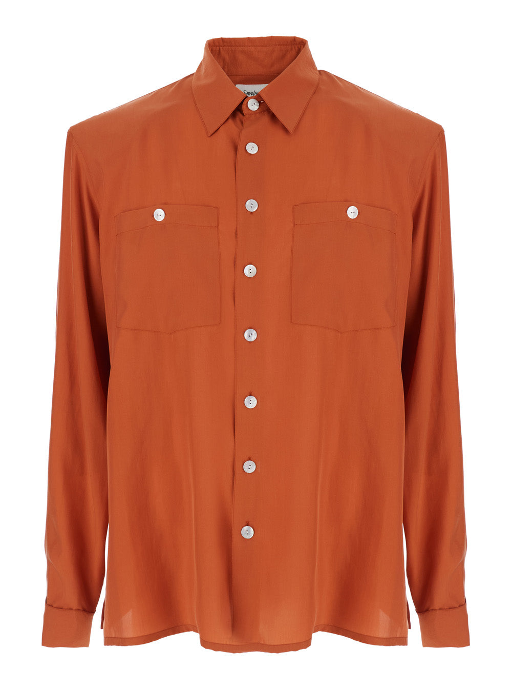 Saint Laurent Men Orange Silk Classic Collar Shirt For Men SAINT LAURENT