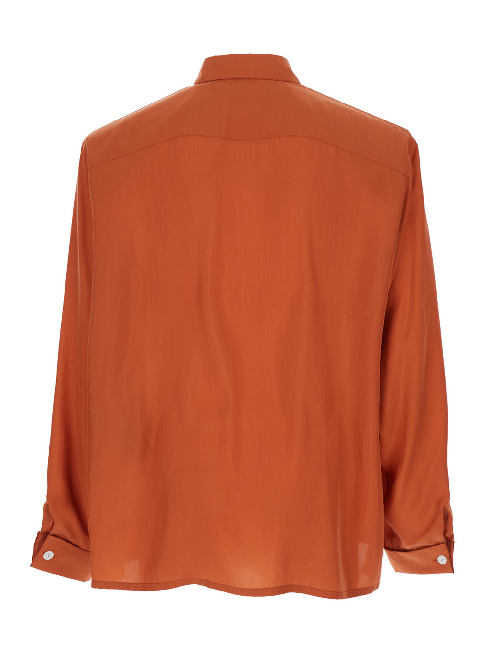 Saint Laurent Men Orange Silk Classic Collar Shirt For Men SAINT LAURENT