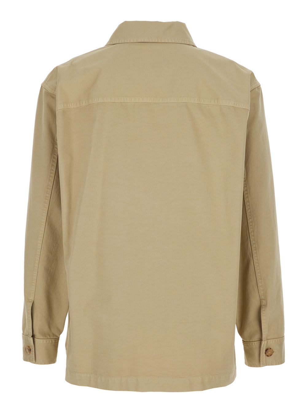 Saint Laurent Men Beige Shirt With Classic Collar And Cassandre Embroidery On The Front In Cotton For Men SAINT LAURENT